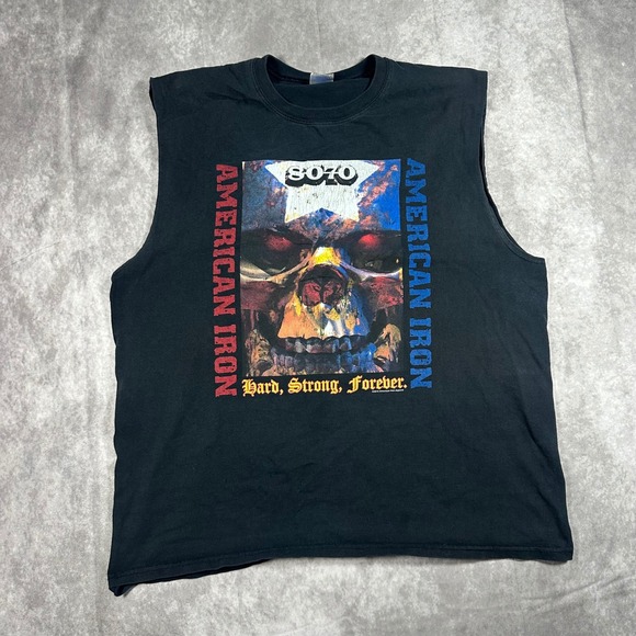 American Iron Apparel Other - Vtg 2010 American Iron Apparel 8070 Mens XL Black Skull Graphic Muscle Tee Tank